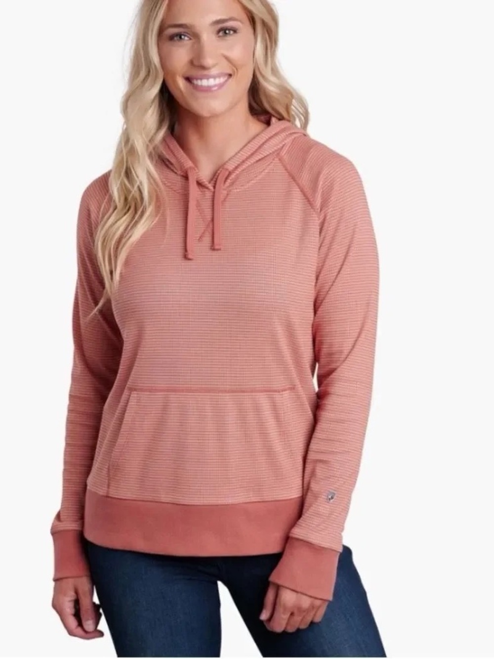 KUHL Terracotta Striped Vega Crossover Pullover Hoody Sweatshirt Small